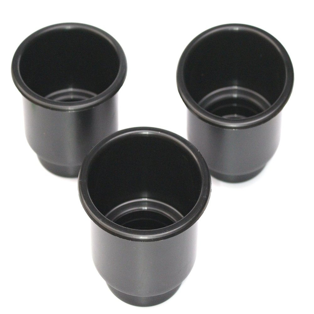 3 5/8 Black Jumbo Cup Boat RV Car Truck Poker Pool Table Sofa Inserts Large Size - 3 Pack (3)