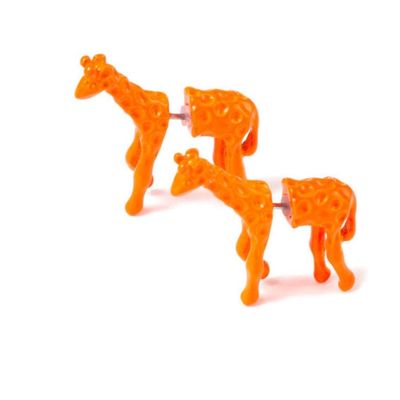 Front and Back Stud Earrings - Orange Giraffe