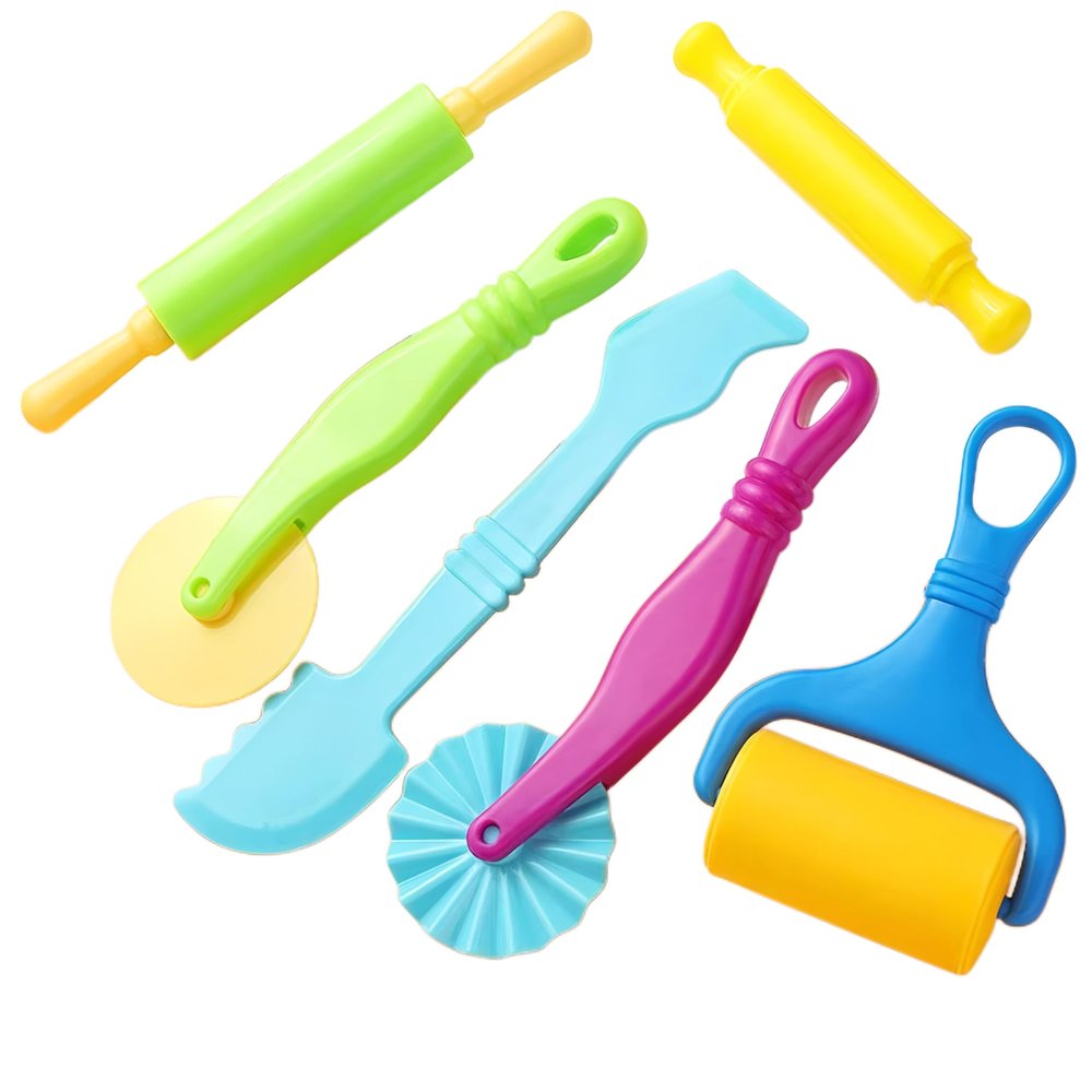 6-Piece Kids Dough Tool Set Colorful, Child-Safe Modeling Clay Accessories for Small Hands