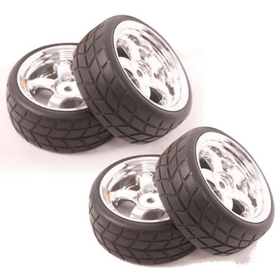 Hobbypower Tires & Rim Wheel for 1/10 HSP HPI TRX Tamiya O n-Road Racing Car(Pack of 4 pcs)