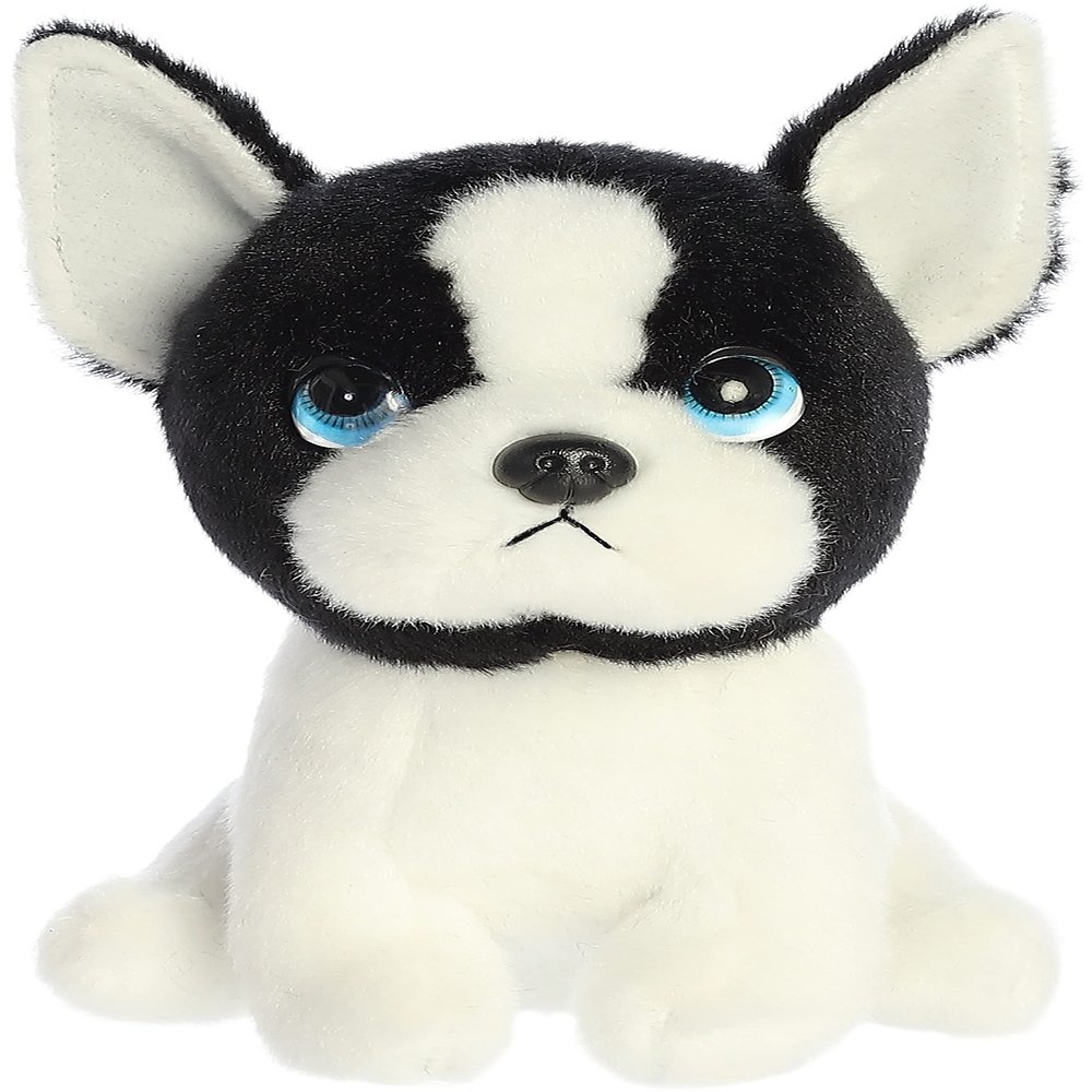 Aurora Expressive Petites Harvard Boston Terrier Stuffed Animal - Emotional Connection - Loving Companions - White 7 Inches