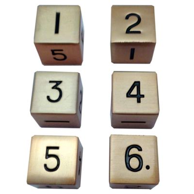 6 Count Metal Dice Set: d6 16mm Dice: Antique Gold