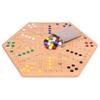 AmishToyBox.com Wahoo Marble Game Board Set - 20" Wide - Solid Oak Wood - Double-Sided - with Large 18mm Marbles and Dice Included view 1
