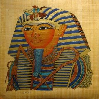 KemetArt Egyptian Hand-Made Papyrus Painting - Large Size (King TUT Mask)