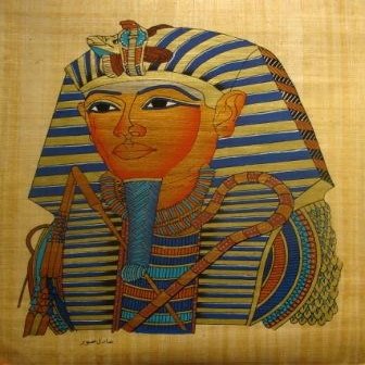 KemetArt Egyptian Hand-Made Papyrus Painting - Large Size (King TUT Mask)
