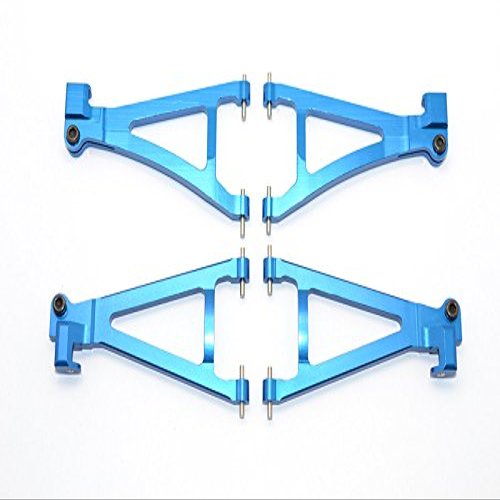 GPM For Traxxas 1/16 Mini E-Revo, Mini Summit Upgrade Parts Aluminum Front + Rear Lower Arms - 2 Prs Set Blue