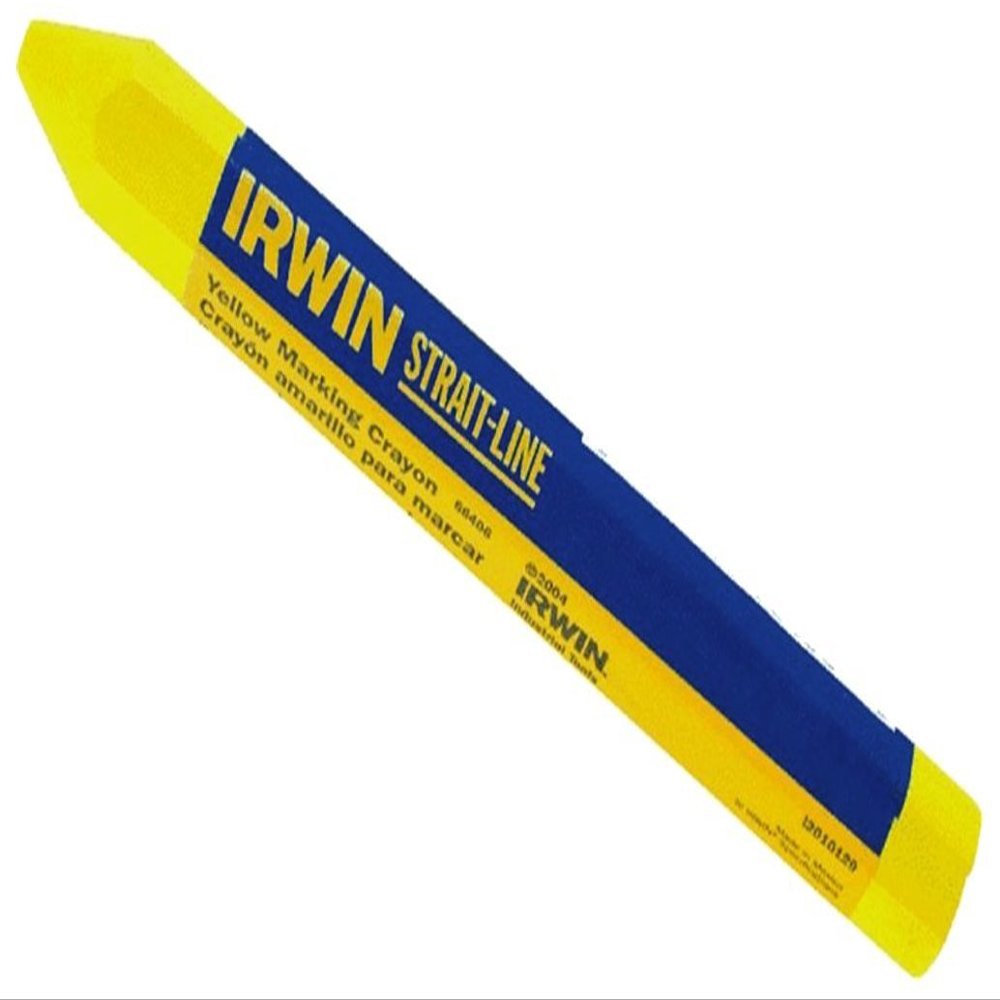 12 Pack Irwin 66406 Strait-Line 4-1/2" Yellow Marking Lumber Crayons