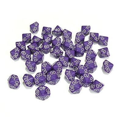 100 10-sided D10-00 Dice Numbered 00-90