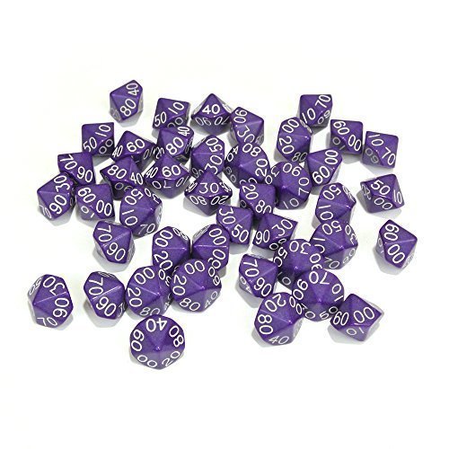 100 10-sided D10-00 Dice Numbered 00-90