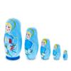 BestPysanky 6" Set of 5 Girls with Daisy Flowers & Blue Skirt Wooden Russian Nesting Dolls view 2