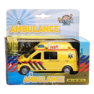 Speel Goed 510643 Ambulance Model Toy Pull Back Solid Poplar