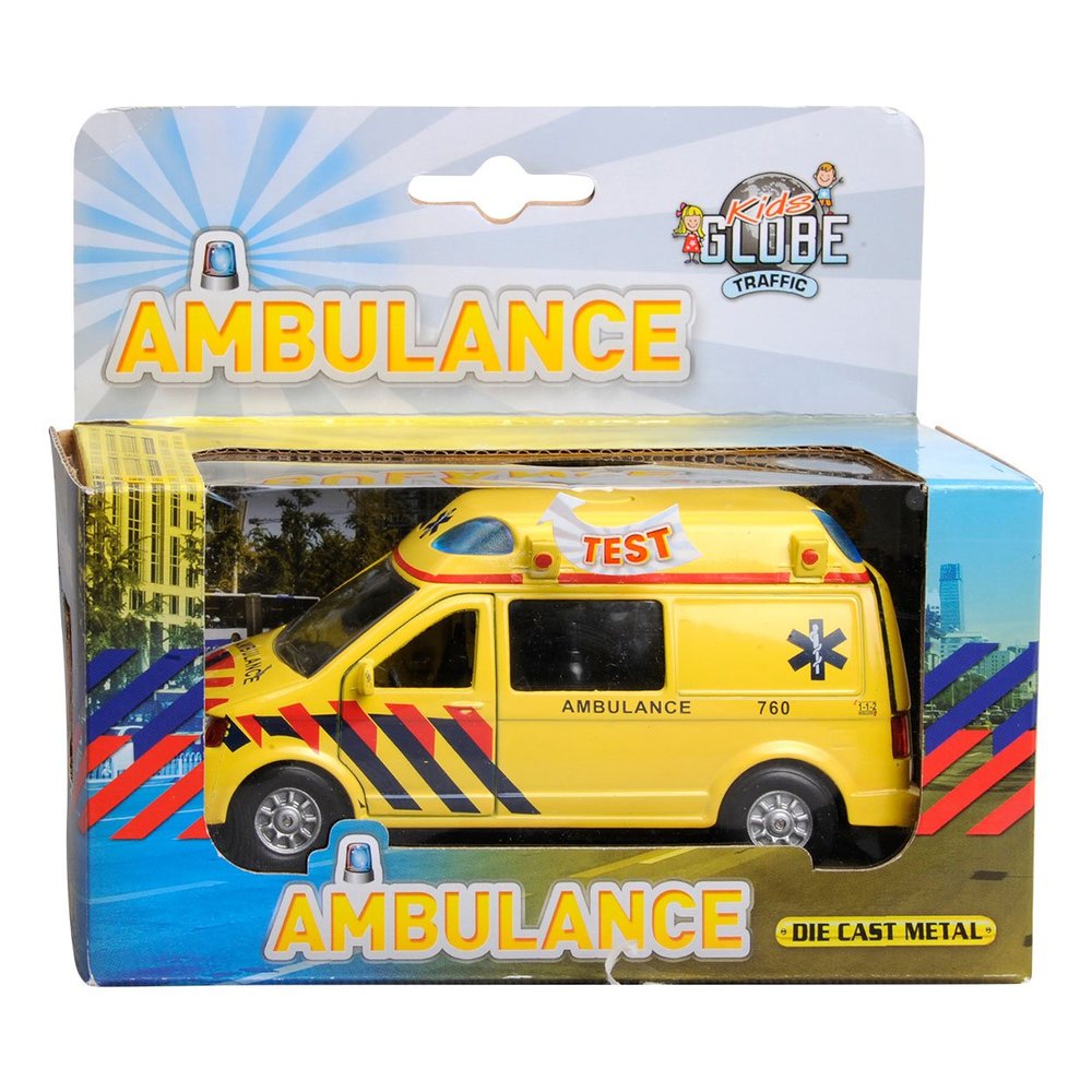 Speel Goed 510643 Ambulance Model Toy Pull Back Solid Poplar