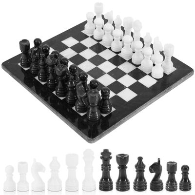 Radicaln Marble Chess Set 12 Inches Black and White Handmade Chess Game - 1 Chess Board & 32 Chess Pieces - Board Game for 2 Player Games - Adults Chess Sets