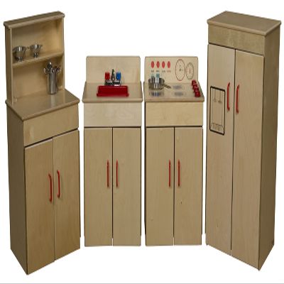 Wood Designs Pretend Play Toys Wd10002 Set of (4) Classic Appliances with Deluxe Hutch