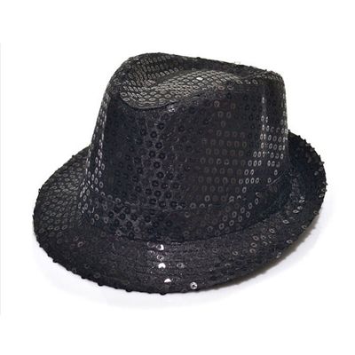 1Pc Black- Sequin Design Paillette Fedora Panama Round Hat for Children Kids