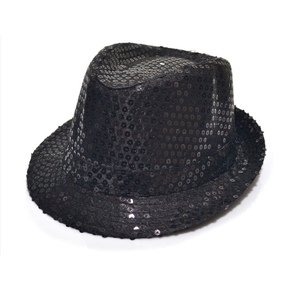 1Pc Black- Sequin Design Paillette Fedora Panama Round Hat for Children Kids