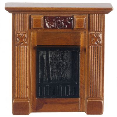 Dollhouse Miniature 1:12 Scale Walnut Elizabeth Fireplace #T6844