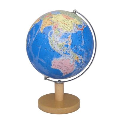 Showa Carton Globe 21-GM Administrative Chart Type Sphere Diameter 8.3 inches (21 cm) Wooden Base