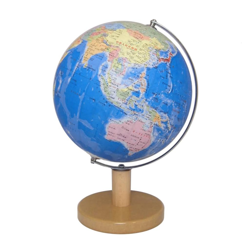 Showa Carton Globe 21-GM Administrative Chart Type Sphere Diameter 8.3 inches (21 cm) Wooden Base