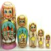 Gifts Church Nesting Dolls Wood Burned Hand Carved Hand Painted 5 piece DOLL Set / 7" H view 2