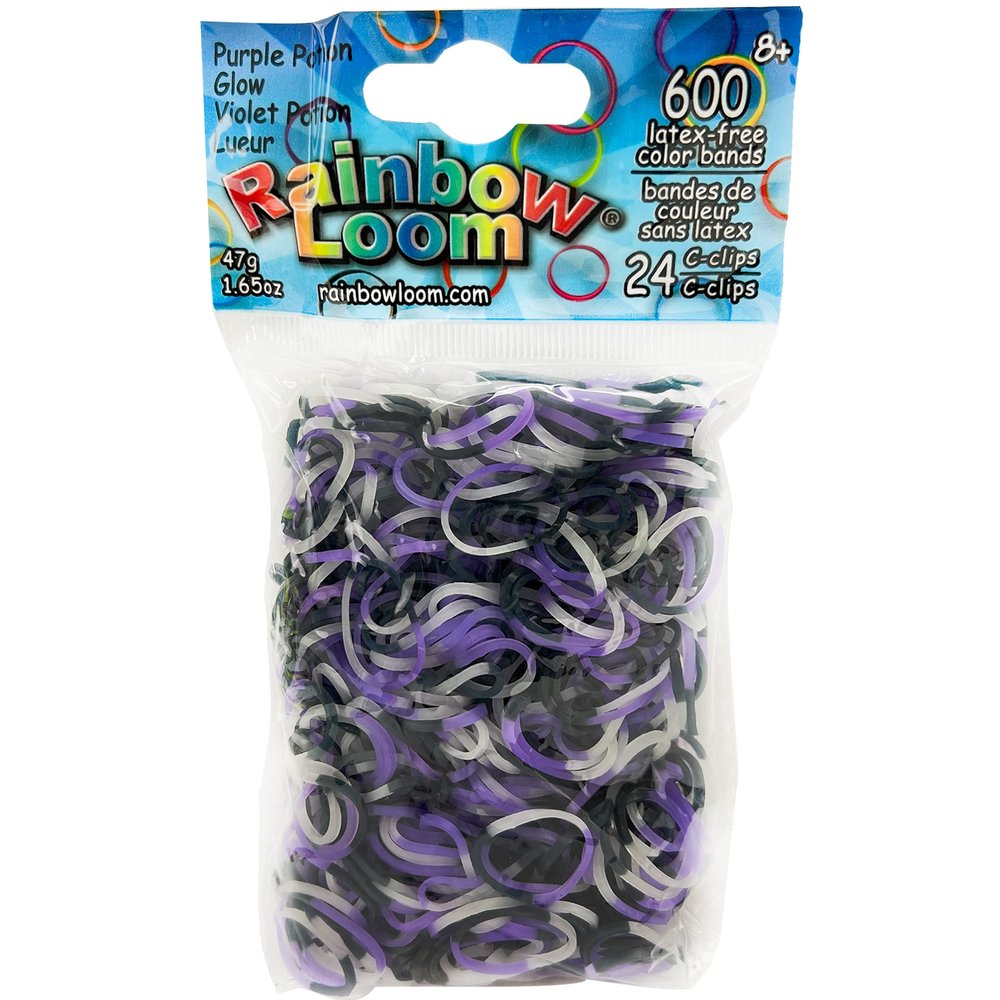 Rainbow Loom GLOW in the Dark Collection: Purple Potion Rubber Bands with 24 C-Clips (600 Count)
