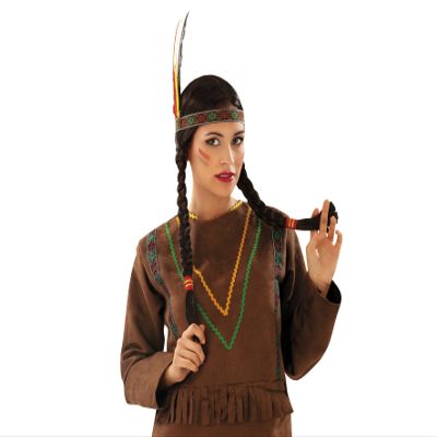Viving Costumes 201387 Indian Wig with Braid, Multi Color, One Size