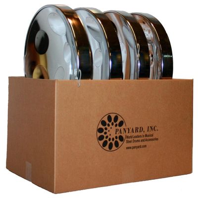 Panyard Jumbie Jam Educator's Steel Drum 4-Pack with Floor Stands Chrome