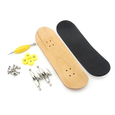 iSaddle Professional Maple Complete Wooden Fingerboard with Nuts Trucks Tool Kit - Basic Bearing Wheels (Yellow Wheels)