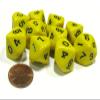 10 Piece Set of 10-Sided D10 Polyhedral Dice - Yellow with Black Numbers view 1