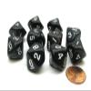 10 Piece Set of 10-Sided D10 Polyhedral Dice - Black with White Numbers view 1