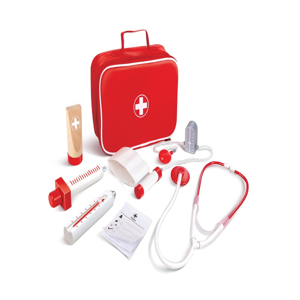 Hape Wooden Doctor on Call Role Play with a Carrying Case| Pretend Doctor Kit for Toddlers Age 3 Years and Up