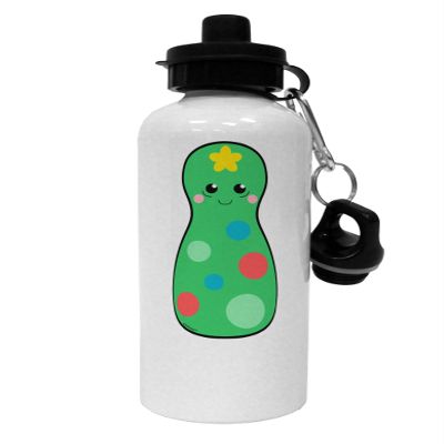 TOOLOUD Cute Christmas Tree Matryoshka Nesting Doll Aluminum 600ml Water Bottle - White