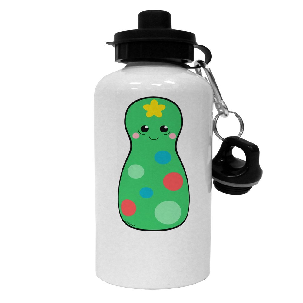 TOOLOUD Cute Christmas Tree Matryoshka Nesting Doll Aluminum 600ml Water Bottle - White