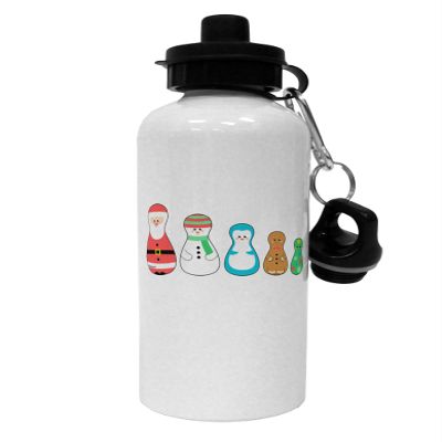 TOOLOUD Cute Christmas Matryoshka Nesting Dolls Aluminum 600ml Water Bottle - White