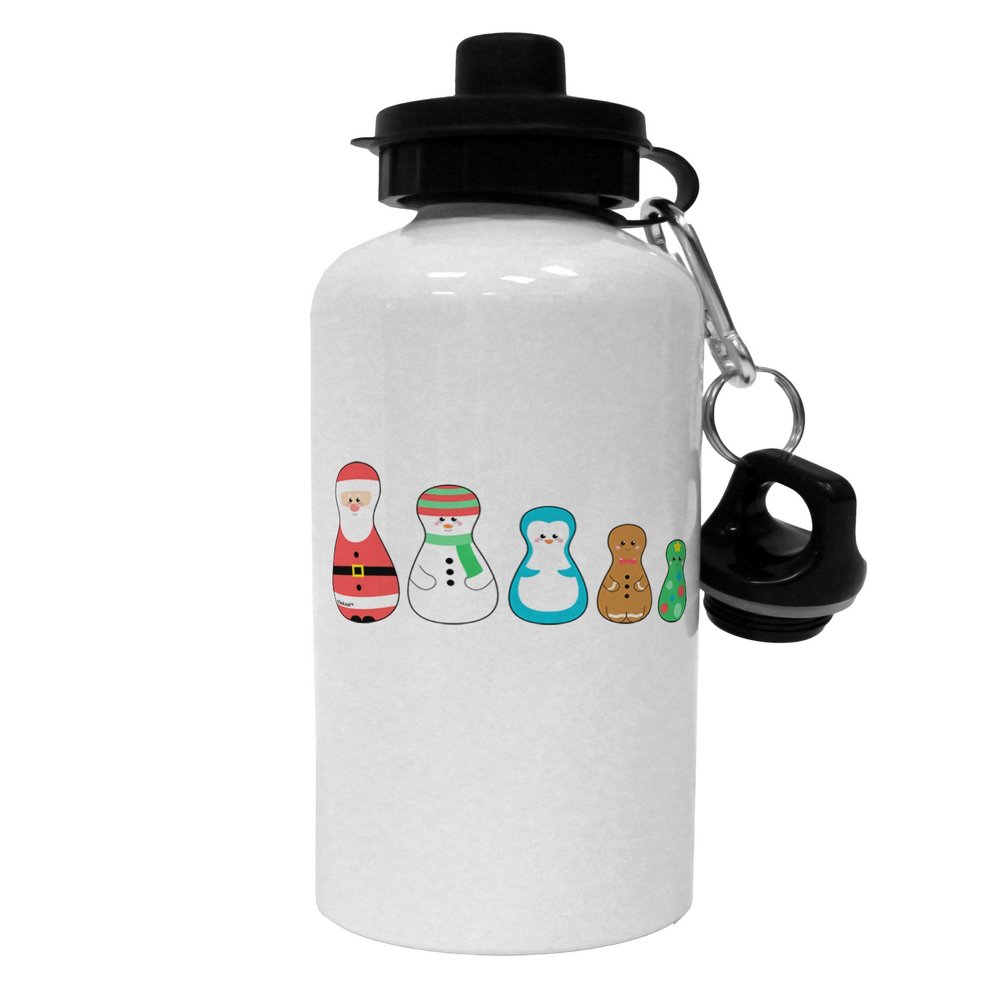 TOOLOUD Cute Christmas Matryoshka Nesting Dolls Aluminum 600ml Water Bottle - White