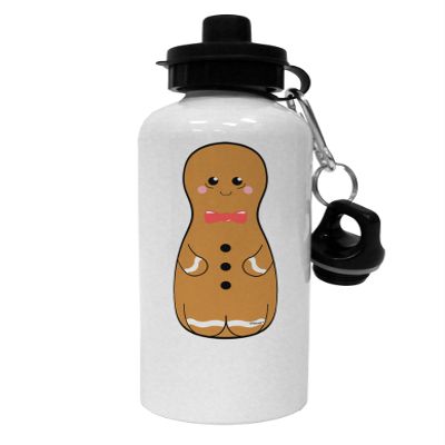 TOOLOUD Cute Gingerbread Matryoshka Nesting Doll - Christmas Aluminum 600ml Water Bottle - White