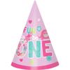 Amscan One Wild Girl 1st Birthday Party Cone Hats, 6", Pink view 1