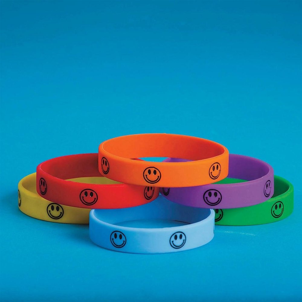 Smiley Face Silicone Bracelets (Pack of 24)