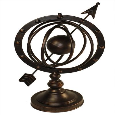 17 Antique Finish Armillary Celestial Astrolabe with Small Globe and Arrow