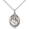 Bonyak Jewelry Saint Medal Collection Sterling Silver Santa Ana Pendant 3/4 x 1/2 inches with 18 inch Sterling Silver Curb Chain view 1