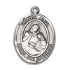 Bonyak Jewelry Saint Medal Collection Sterling Silver Santa Ana Pendant 3/4 x 1/2 inches with 18 inch Sterling Silver Curb Chain view 2