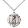 Bonyak Jewelry Saint Medal Collection Sterling Silver San Cristobal Pendant 3/4 x 5/8 inches with 18 inch Sterling Silver Curb Chain view 1