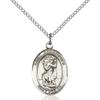 Bonyak Jewelry Saint Medal Collection Sterling Silver St. Christopher Pendant 3/4 x 1/2 inches with Sterling Silver Lite Curb Chain view 1
