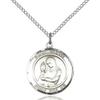 Bonyak Jewelry Saint Medal Collection Sterling Silver St. Clare of Assisi Pendant 3/4 x 5/8 inches with 18 inch Sterling Silver Curb Chain view 1