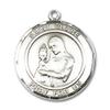 Bonyak Jewelry Saint Medal Collection Sterling Silver St. Clare of Assisi Pendant 3/4 x 5/8 inches with 18 inch Sterling Silver Curb Chain view 2