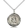 Bonyak Jewelry Saint Medal Collection Sterling Silver St. Gabriel the Archangel Pendant 3/4 x 5/8 inches with 18 inch Sterling Silver Curb Chain view 1