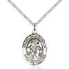 Bonyak Jewelry Saint Medal Collection Sterling Silver Angel de la Guardia Pendant 3/4 x 1/2 inches with 18 inch Sterling Silver Curb Chain view 1