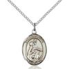 Bonyak Jewelry Saint Medal Collection Sterling Silver St. Isabella of Portugal Pendant 3/4 x 1/2 inches with Sterling Silver Lite Curb Chain view 1