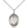 Bonyak Jewelry Saint Medal Collection Sterling Silver St. Hildegard Von Bingen Pendant 3/4 x 1/2 inches with Sterling Silver Lite Curb Chain view 1