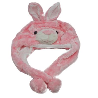 Animal Hats Plush for Kids - 'Assorted Hat-imals Critter Cap Cold Weather Winter Hat (Pink Bunny)